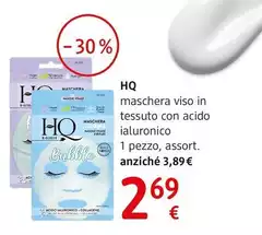 HQ - Maschera Viso In Tessuto Con Acido Ialuronico 1 Pezzo, Assort.