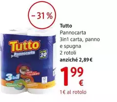 Tutto - Pannocarta 3in1 Carta, Panno E Spugna 2 Rotoli
