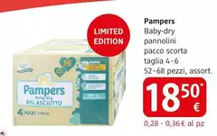 Pampers - Baby-Dry Pannolini Pacco Scorta Taglia 4 - 6 52 - 68 Pezzi, Assort.