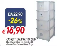 Tortora - Cassettiera Pratika Slim