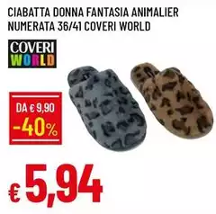 Coveri - Ciabatta Donna Fantasia Animalier Numerata 36/41  World