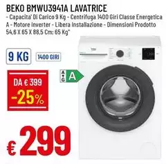 Beko - Bmwu3941a Lavatrice