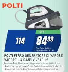 Polti - Ferro Generatore Di Vapore Vaporella Simply Vs10.12
