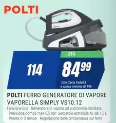 Polti - Ferro Generatore Di Vapore Vaporella Simply Vs10.12