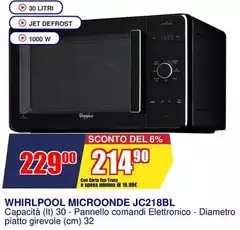 Whirlpool - Microonde JC218BL