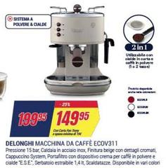 De Longhi - Macchina Da Caffè EcoV311 De Longhi - Macchina Da Caffè EcoV311