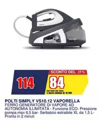 Polti - Simply Vs10.12 Vaporela Ferro Generatore Di Vapore Ad Autonomia Ilimitata