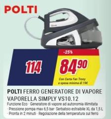 Polti - Ferro Generatore Di Vapore Vaporella Simply Vs10.12