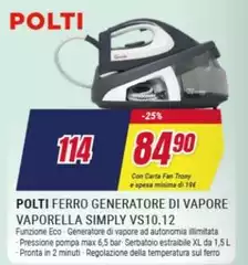 Polti - Ferro Generatore Di Vapore Vaporella Simply Vs10.12