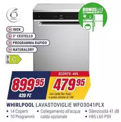 Whirlpool - WFO3041PLX Lavastoviglie A scomparsa totale 14 coperti D