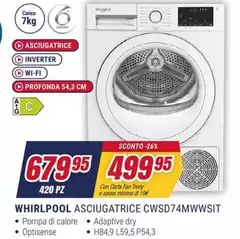Whirlpool - Asciugatrice CWSSD74MWWSIT