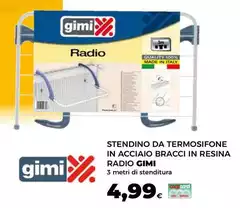 Gimi - Stendino Da Termosifone In Acciaio Bracci In Resina