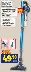 Black & Decker - Scopa Elettrica Ciclonica Filo 3 In 1 BXMIS800E