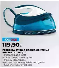 Philips - Ferro Da Stiro A Carica Continua GC7840/20