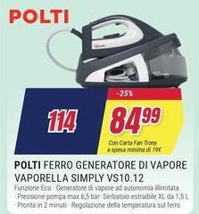 Polti - Ferro Generatore Di Vapore Vaporella Simply Vs10.12