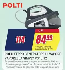 Polti - Ferro Generatore Di Vapore Vaporella Simply Vs10.12
