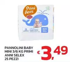 Selex - Pannolini Baby Mini 3/6 Kg Primi Anni Selex - Pannolini Baby Mini 3/6 Kg Primi Anni