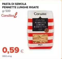 Consilia - Pasta Di Semola Pennette Lunghe Rigate Consilia - Pasta Di Semola Pennette Lunghe Rigate