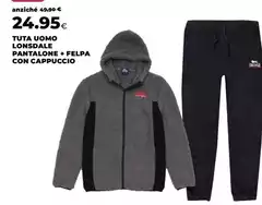 Lonsdale - Tuta Uomo Londale Pantalone + Felpa Con Cappuccio