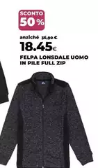 Lonsdale - Felpa Lonsada Uomo In Pile Full Zip