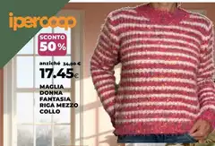 Maglia Donna Fantasia Riga Mezzo Collo Maglia Donna Fantasia Riga Mezzo Collo