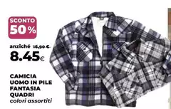 Camicia Uomo In Pile Fantasia Quadri