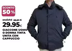 Giaccone Uomo O Donna Tinta Unita Con Cappuccio