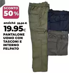 Pantalone Uomo Con Tasconi E Interno Felpato