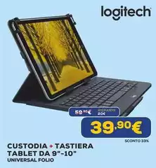 Logitech - Custodia + Tastiera Tablet Da 9"-10" Universal Folio