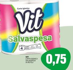 Vit - Carta Igienica Salvaspesa X4 Rotoli