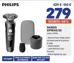 Philips - Shaver S9000 Prestige SP9840/32 Rasoio Elettrico Wet & Dry Con SkinIQ