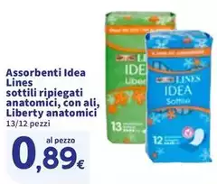 Lines - Assorbenti Idea Sottili Ripiegati Anatomici, Con Ali, Liberty Anatomici