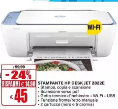 HP - Stampante Deskjet 2822E