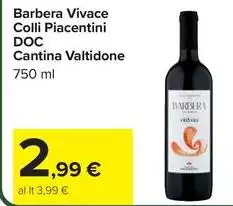 Cantina valtidone - Barbera Vivace Colli Piacentini DOC