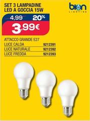 Bion - Set 3 Lampadine Led A Goccia 15W Bion - Set 3 Lampadine Led A Goccia 15W