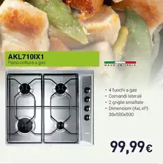 Ignis - AKL 710/IX1 Acciaio Inox Da Incasso 58 Cm Gas 4 Fornello(i)