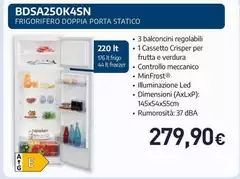 Beko - Frigorifero Doppia Porta Statico BDSA250K4SN Beko - Frigorifero Doppia Porta Statico BDSA250K4SN