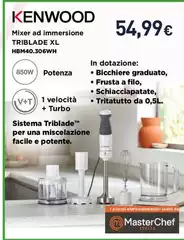 Kenwood - Mixer Ad Immersione Triblade Xl HBM40.306WH