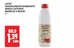 Semplici e buoni - Latte Parzialmente Scremato Senza Lattosio