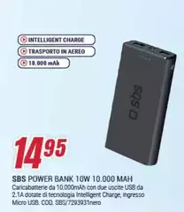 Sbs -  Power Bank 10w 10,000 Mah