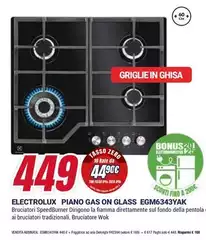 Electrolux - Piano Gas On Glass EGM6343YAK Electrolux - Piano Gas On Glass EGM6343YAK