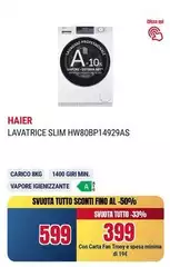 Haier - HW80BP14929AS Lavatrice Caricamento Frontale 8 Kg 1400 Giri/min A Bianco
