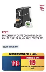 Polti - Macchina Da Caffe' Compatibile Con Cialde E.S.E. Da, Da, 44 Mm  Coffea S15