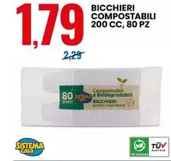 Sistema Casa - Bicchieri Compostabili 200 Cc, 80 Pz Sistema Casa - Bicchieri Compostabili 200 Cc, 80 Pz