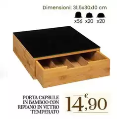 Capsule - Porta In Bamboo Con Ripiano In Vetro Temperato Capsule - Porta In Bamboo Con Ripiano In Vetro Temperato