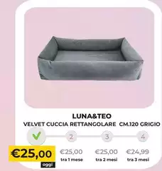 Luna&Teo - Velvet Cuccia Rettangolare Grigio Luna&Teo - Velvet Cuccia Rettangolare Grigio
