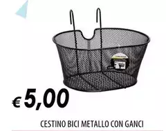Cestino Bici Metallo Con Ganci