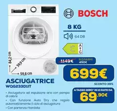 Bosch - WQG233D1IT Serie 6 Asciugatrice A Pompa Di Calore 8 Kg Classe A+++