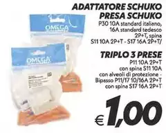 Omega - Adattatore Schuko Presa Schuko Omega - Adattatore Schuko Presa Schuko