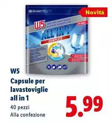 W5 - Capsule Per Lavastoviglie All In 1 W5 - Capsule Per Lavastoviglie All In 1